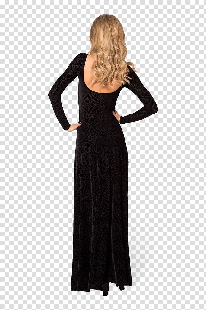 Little black dress Velvet Gown Sleeve, dress transparent background PNG clipart