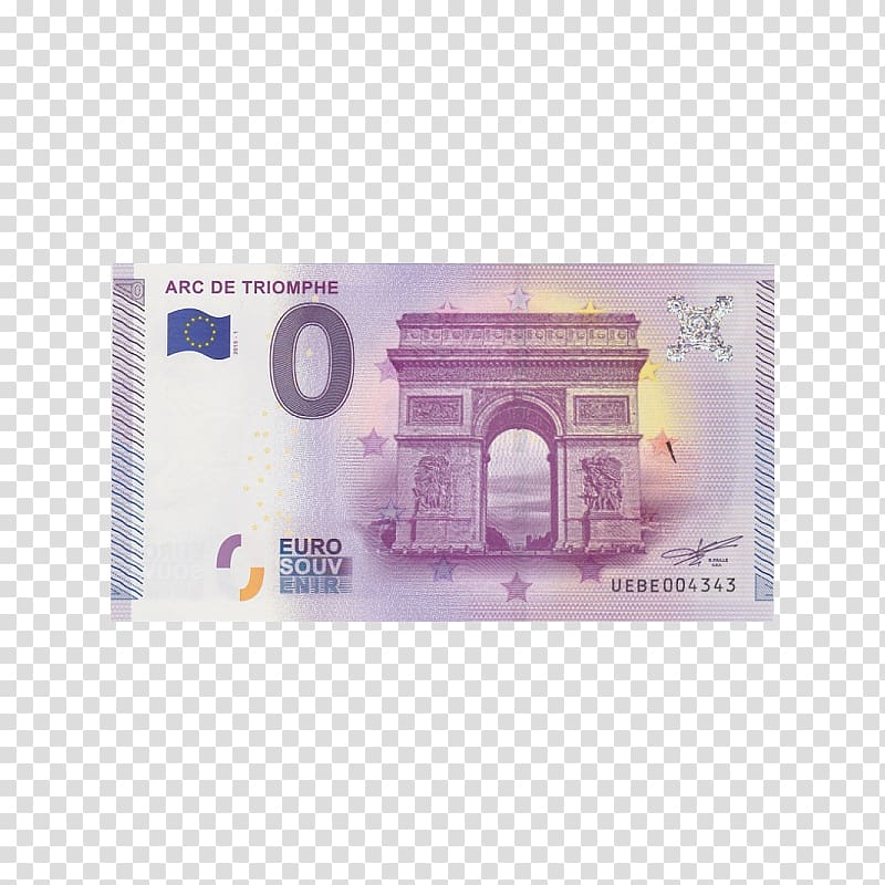 Arc de Triomphe Euro banknotes 0 eurós bankjegy, banknote transparent background PNG clipart