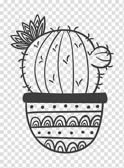 black illustration, Black and white Cactaceae Drawing Painting, Black and white pattern cactus plant transparent background PNG clipart