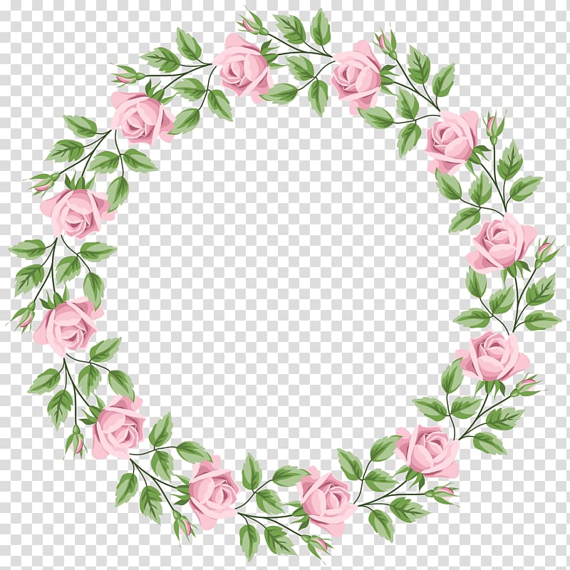 pink rose wreath , Rose , Pink Rose Border Frame transparent background PNG clipart