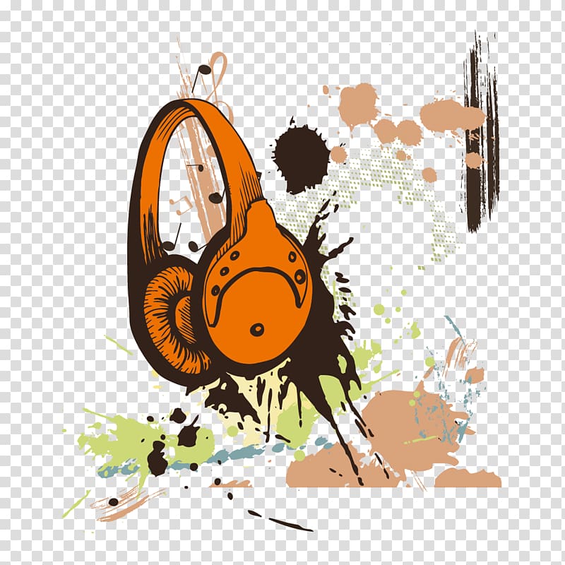 Music Illustration, watercolor and headphones transparent background PNG clipart