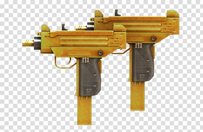 Uzi Ultrasonography Pistol Weapon, Gold gun transparent background PNG clipart