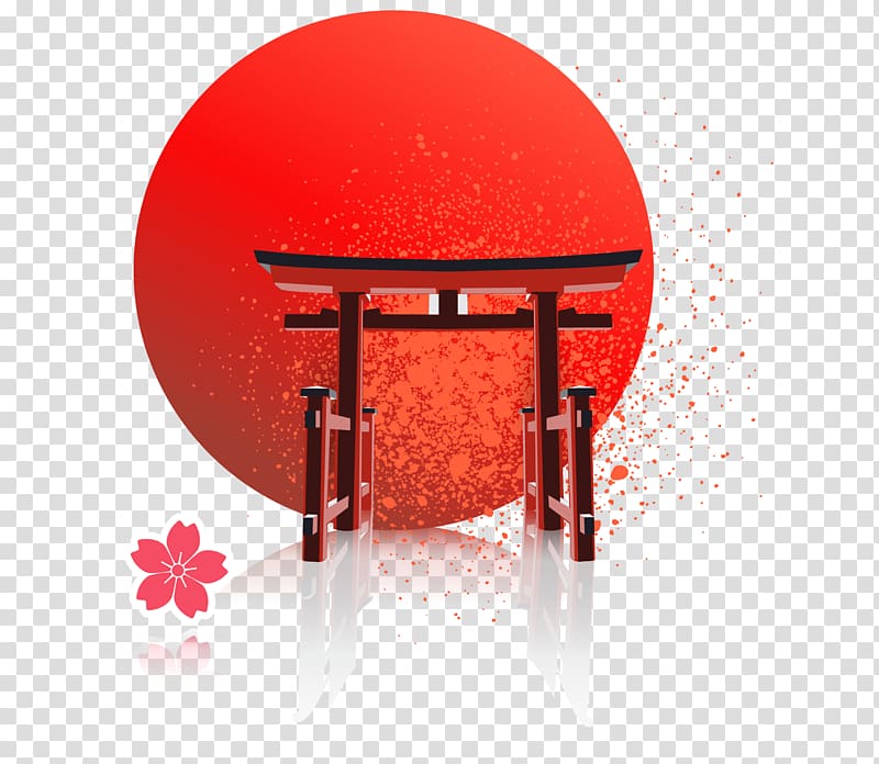red moon illustration, Japan ancient buildings transparent background PNG clipart