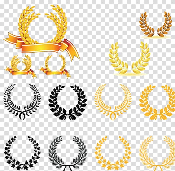 Greek laurels , Olive branch Laurel wreath Gold, Wheat pattern transparent background PNG clipart