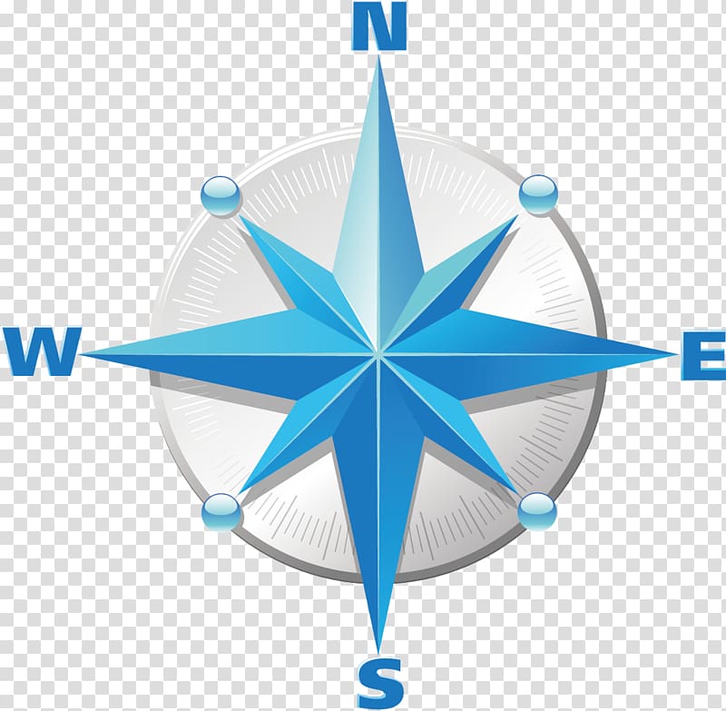 White And Blue Compass Illustration North Cardinal Direction Map