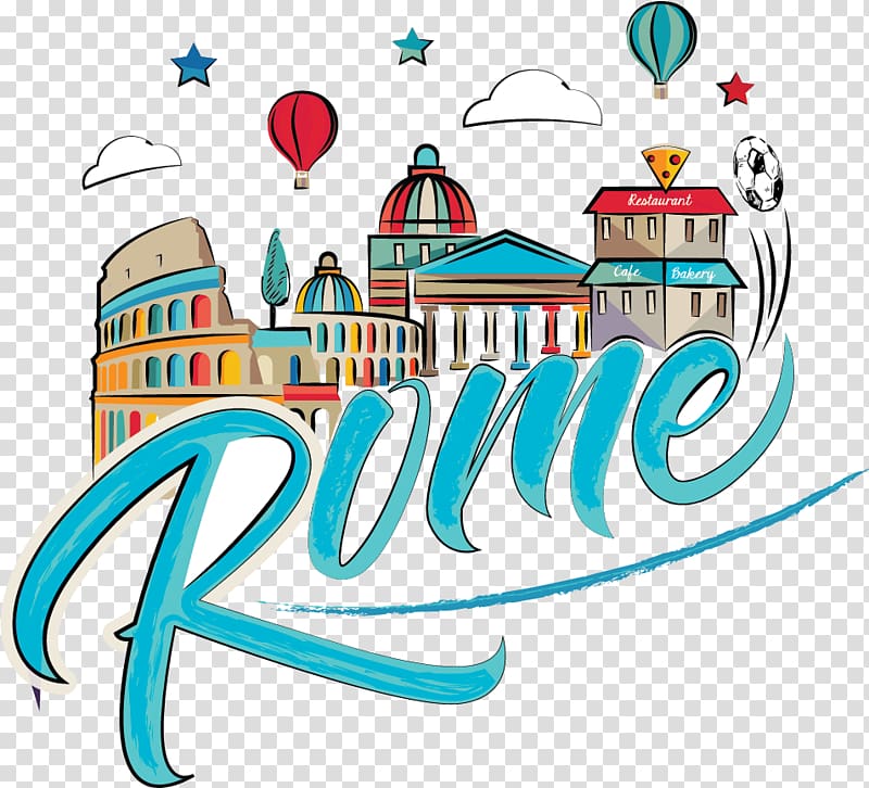 multicolored Rome , Rome Cartoon Drawing, Drawing comic world city landmarks in Rome transparent background PNG clipart