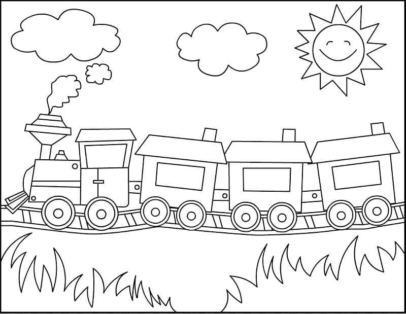 train black and white drawing
