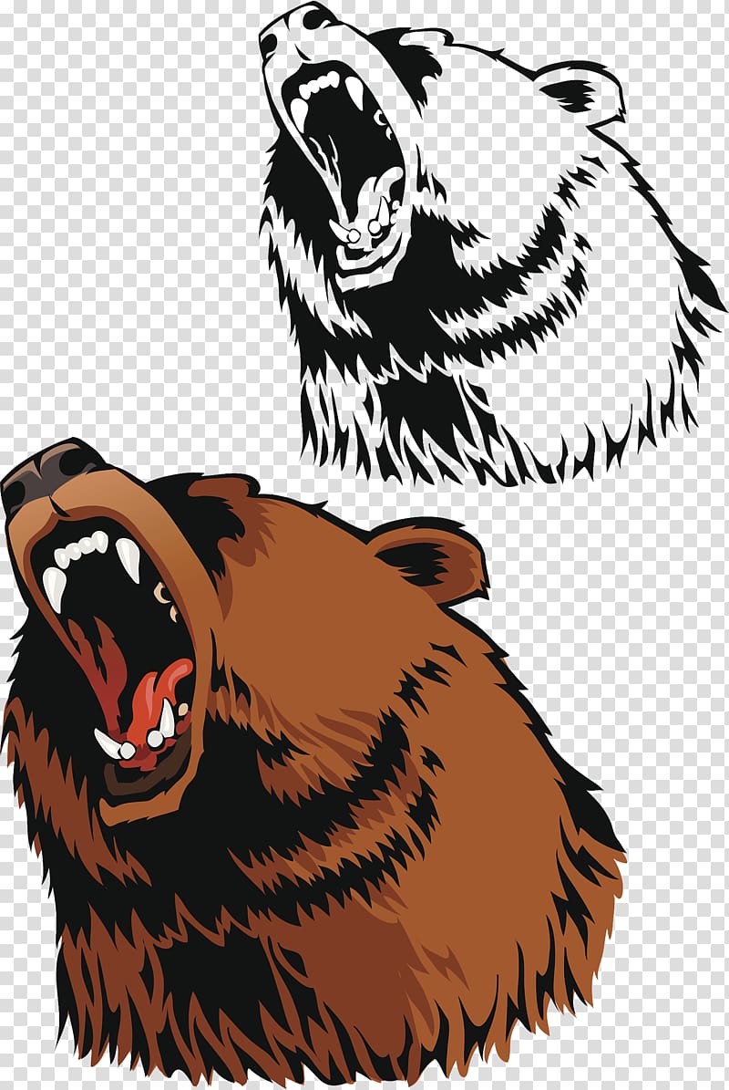 bear illustration, Brown bear American black bear Grizzly bear, Ferocious brown bear transparent background PNG clipart
