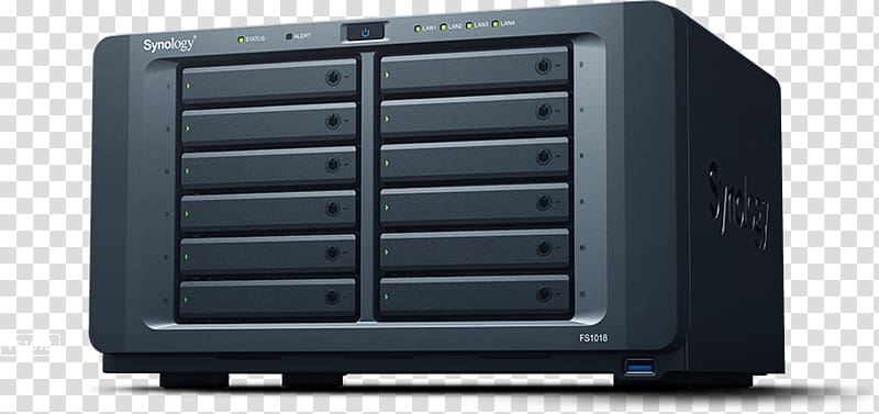 NAS server casing Synology FlashStation FS1018 12 Network Storage Systems Synology Inc. Hard Drives Flash memory, others transparent background PNG clipart