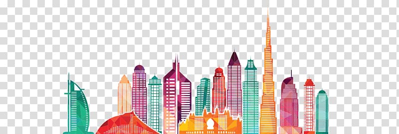 Dubai Building Silhouette, Dubai Skyline transparent background PNG clipart