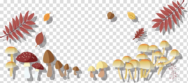 brown and beige mushrooms illustration, Autumn Adobe Illustrator, Mature mushrooms in autumn transparent background PNG clipart