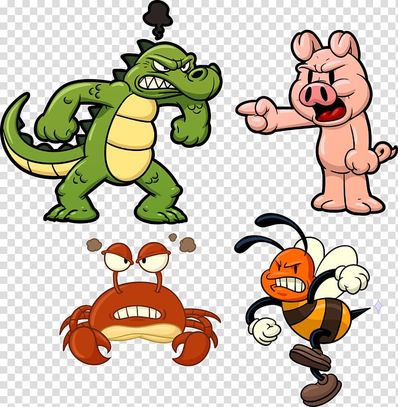 Apidae Honey bee Cartoon, cute cartoon animals angry crocodile transparent background PNG clipart