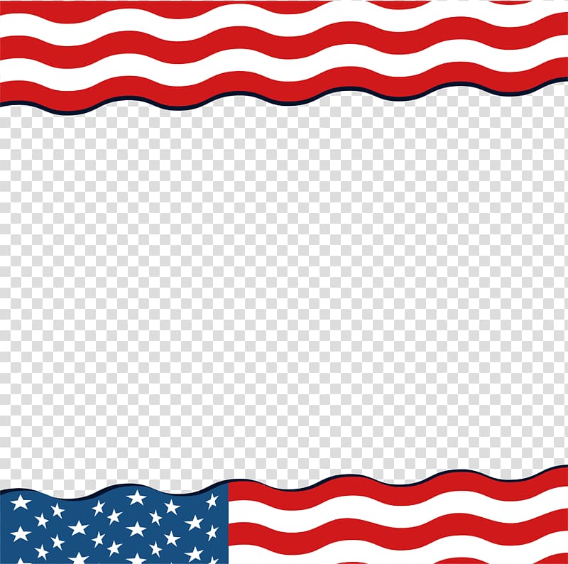 flag of USA illustration, Flag of the United States, Wave of American flag borders transparent background PNG clipart