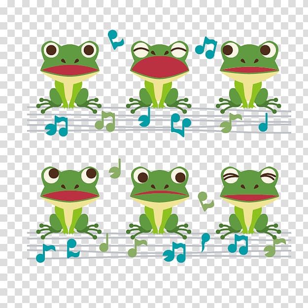 six green frog illustrations, Frog Illustration, frog transparent background PNG clipart