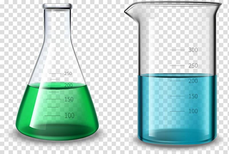 two chemical glasses with liquid , Measuring cup Cartoon , Glass container transparent background PNG clipart