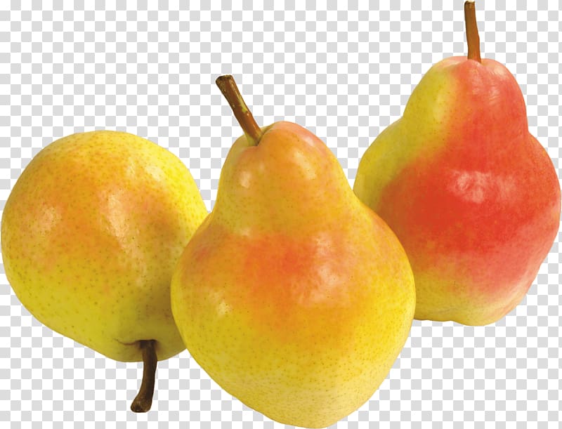 thr yellow and pink fruits, Pear Trio transparent background PNG clipart