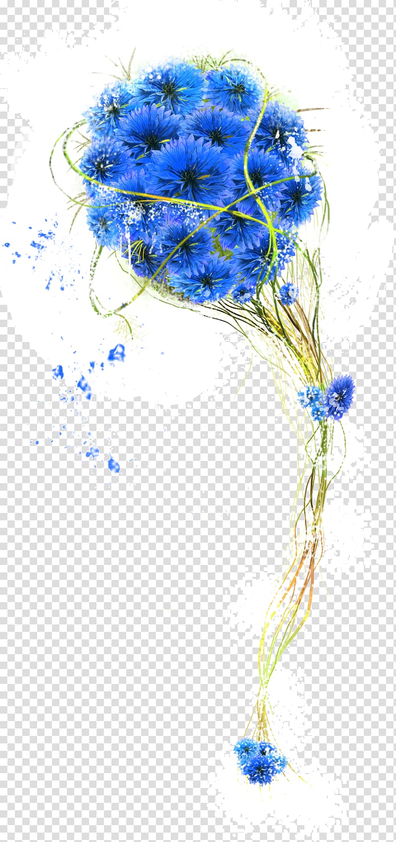 romantic flowers blue stars transparent background PNG clipart