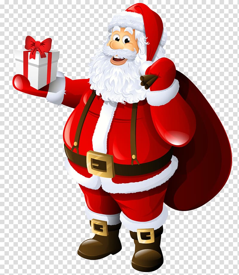 Santa Claus , Mrs. Claus Santa Claus Gift , Santa Claus with Gift and Bag transparent background PNG clipart