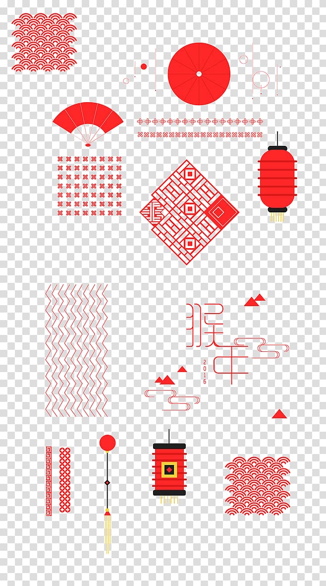 Paper Texture mapping, Chinese New Year red decorative material transparent background PNG clipart