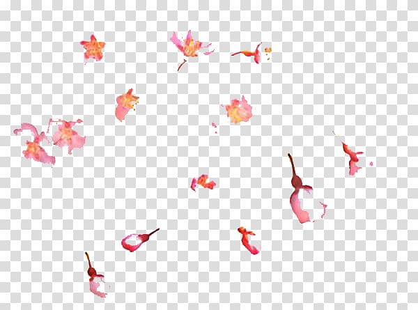 Petal Cerasus Cherry blossom, Hand-painted cherry floating material transparent background PNG clipart