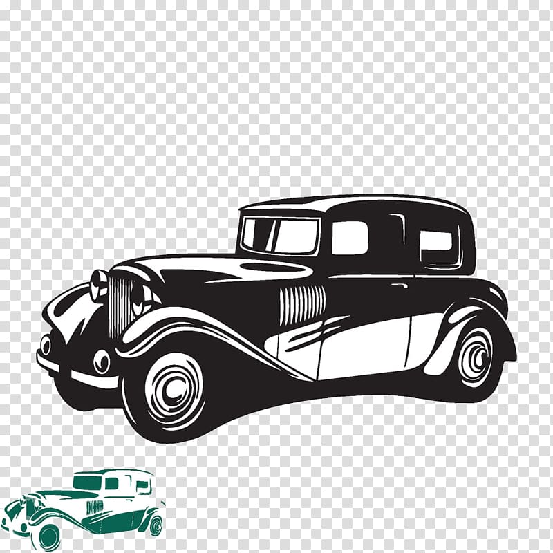Vintage car Classic car, Creative cartoon hand-painted vintage car pattern transparent background PNG clipart
