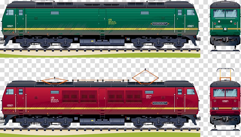 Train Passenger car Rail transport Railroad car Locomotive, Hand-painted train transparent background PNG clipart