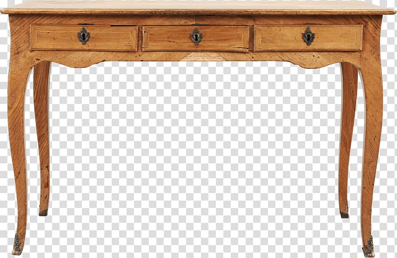 brown wooden 3-drawer console table, Old Wooden Table transparent background PNG clipart