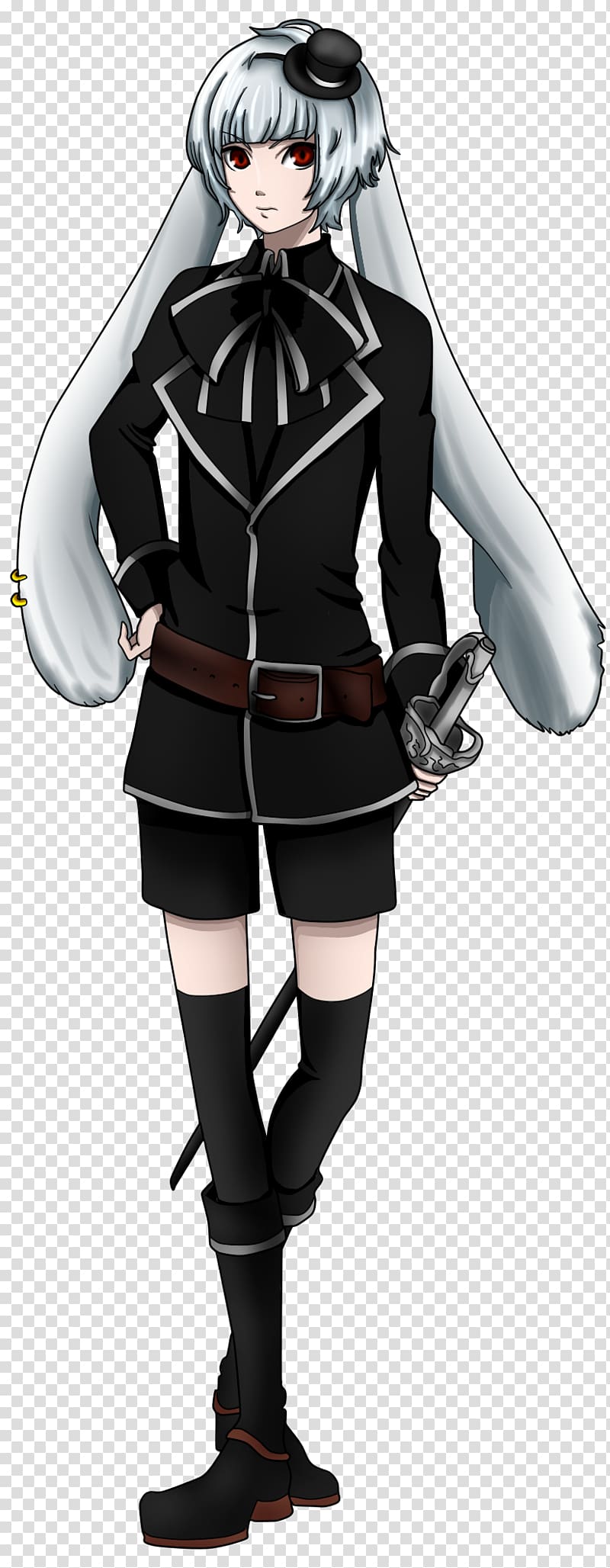 School uniform Mangaka Black hair Costume, white rabbit transparent background PNG clipart