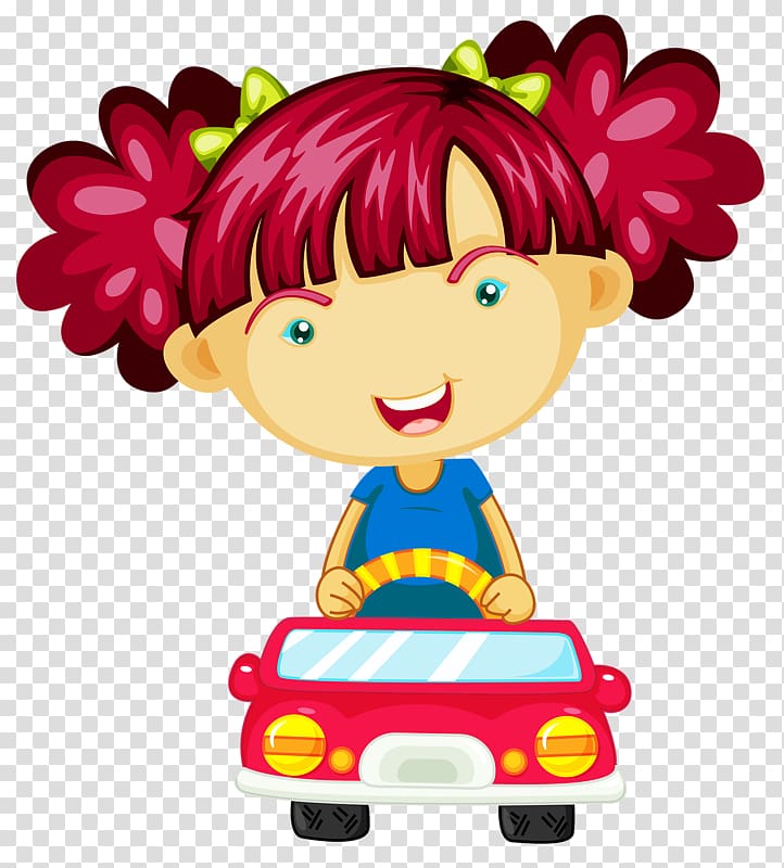 Child Illustration, Car girl transparent background PNG clipart