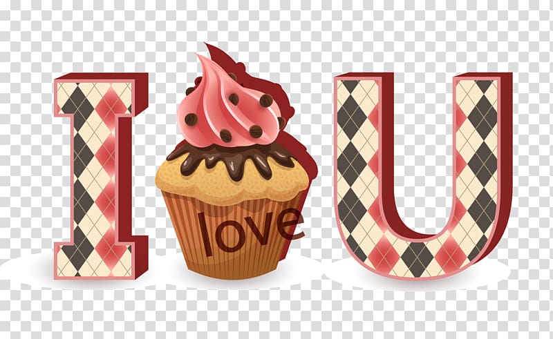 Cupcake Muffin Dessert, Cupcakes I love you WordArt transparent background PNG clipart