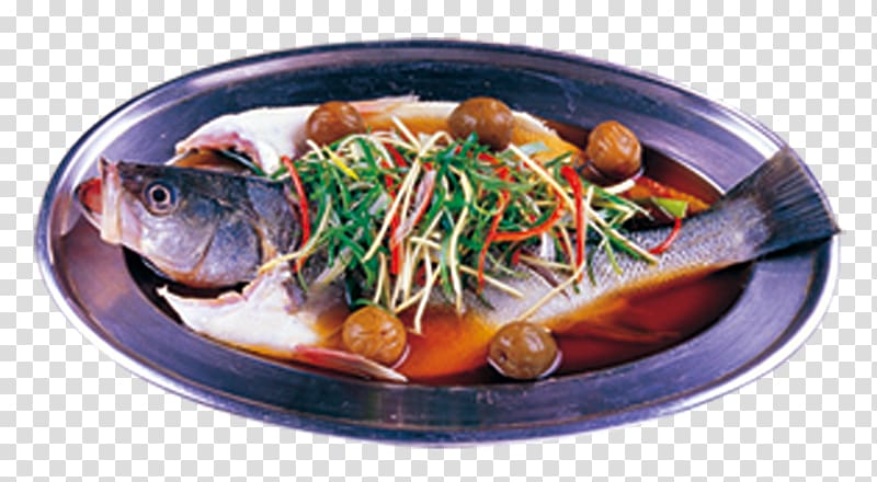 Thai cuisine Chinese cuisine Recipe Seafood Dish, steam fish transparent background PNG clipart