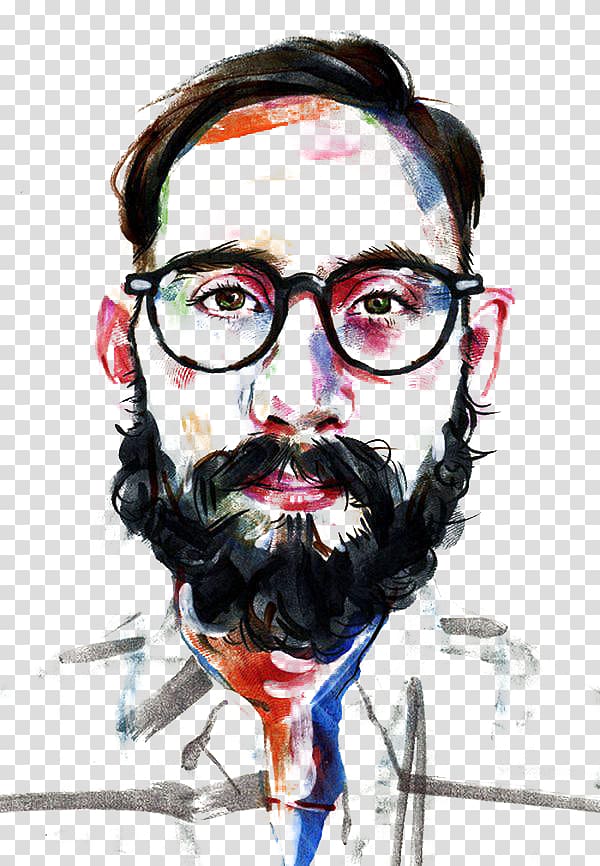 Tom DesLongchamp Beard Drawing Illustration, Bearded man sketch transparent background PNG clipart