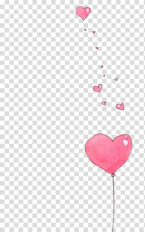 heart balloons illustration, Balloon Heart Paper Drawing Watercolor painting, watercolor baby elephant transparent background PNG clipart