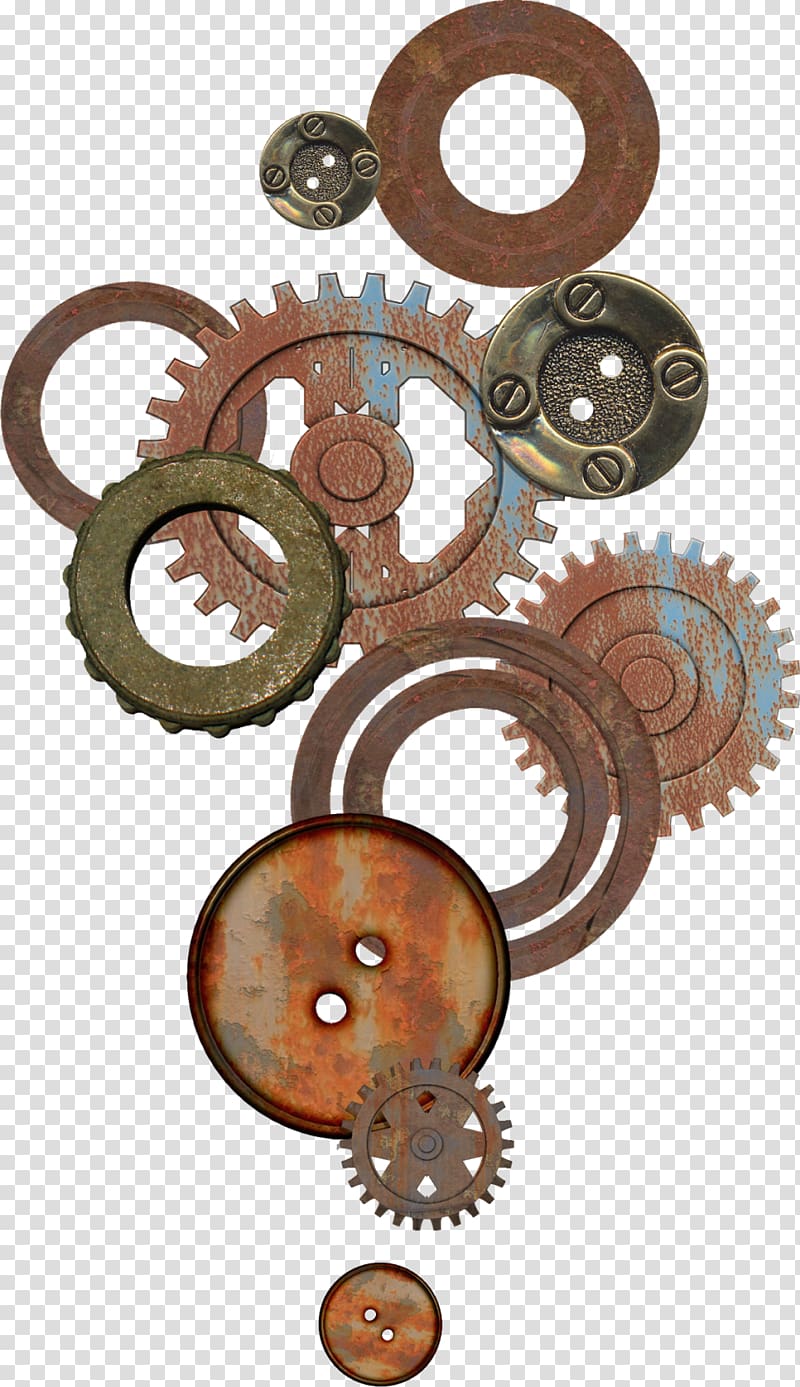 brown sprocket illustrations, Polyvore Steampunk Gear Clock, steampunk transparent background PNG clipart