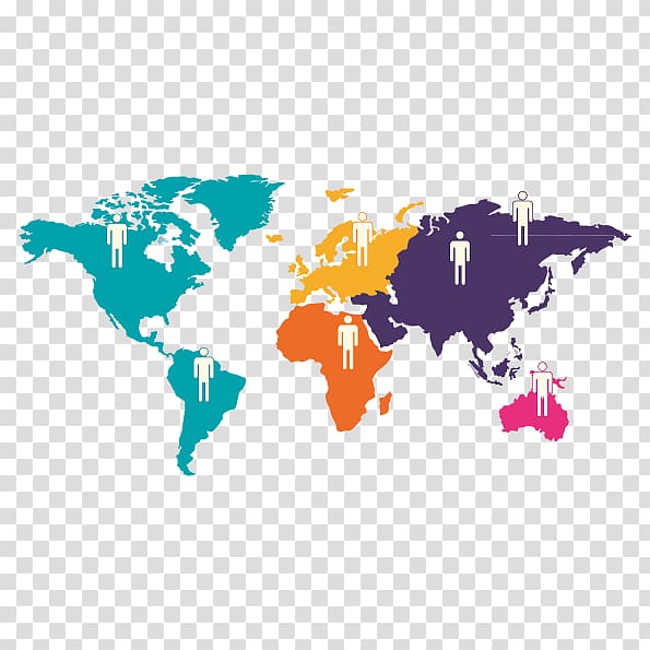 World map Wall decal, colorful world map transparent background PNG clipart