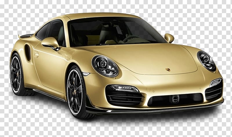 gold Porsche 911 coupe, Porsche 930 2015 Porsche 911 Turbo S Car Turbocharger, Gold Porsche 911 Turbo Aerokit Car transparent background PNG clipart