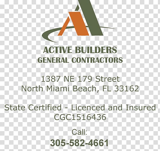 General contractor North Alabama Contractors and Construction Company Active Builders, Inc. Hollywood, Florida Architectural engineering, general contractor transparent background PNG clipart