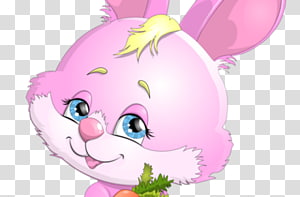 Easter Bunny European rabbit Domestic rabbit Hare, cute pink bunny transparent background PNG clipart thumbnail