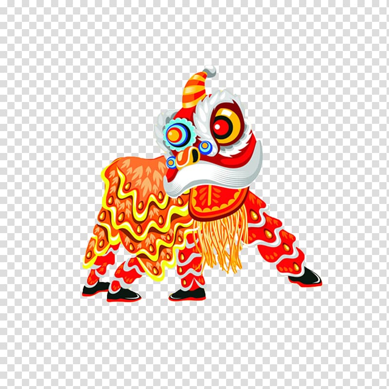 Lion dance Chinese New Year, Cartoon lion transparent background PNG clipart