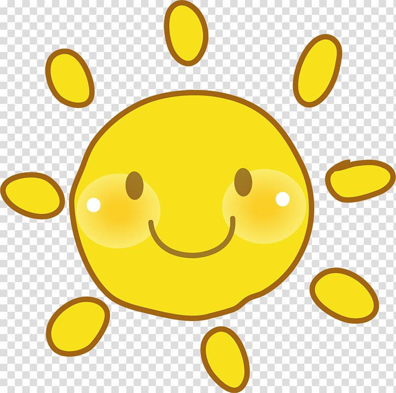 hand painted yellow smiley sun transparent background PNG clipart