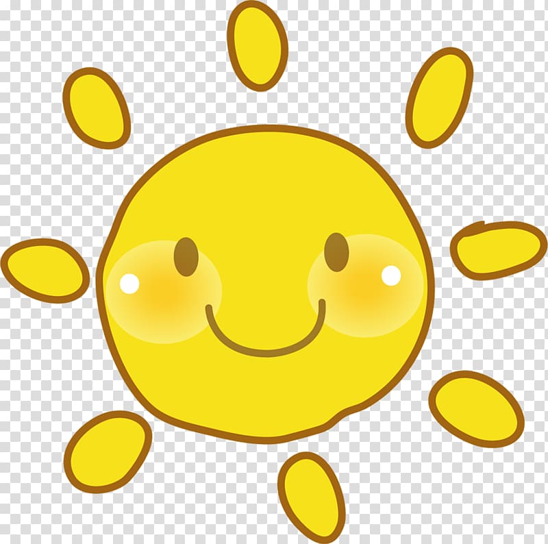 Smiley Icon, Hand painted yellow smiley sun transparent background PNG clipart