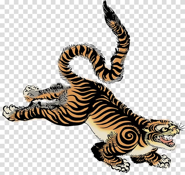 Japan Sumatran tiger , Vintage Public-Domain transparent background PNG clipart