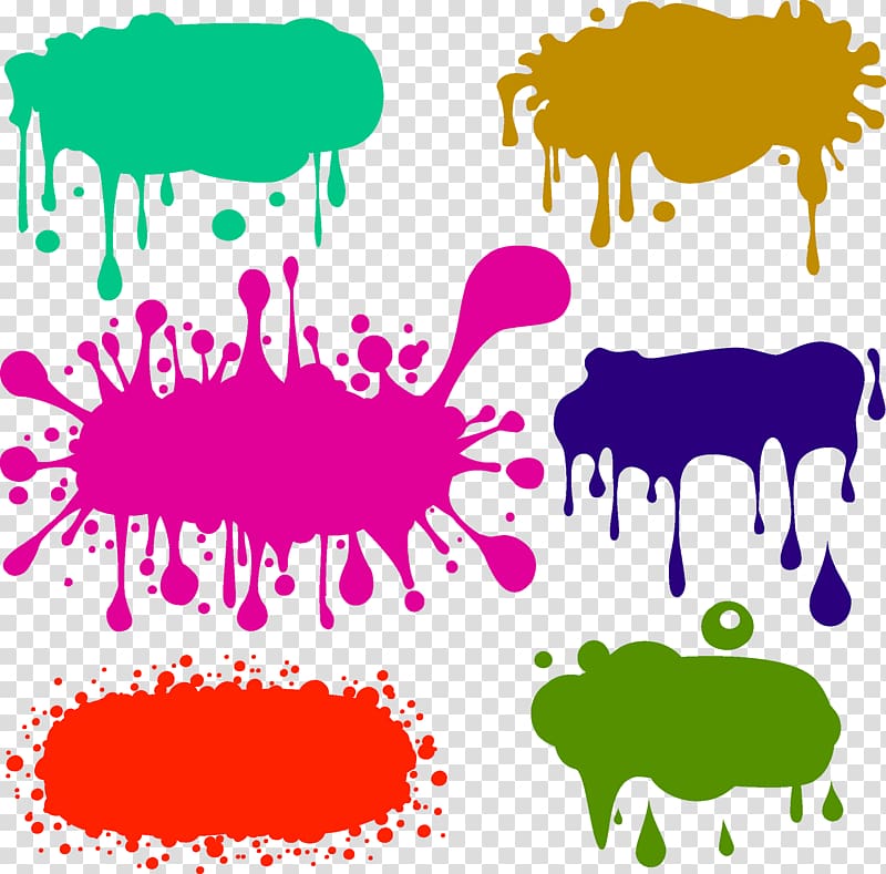 six assorted-color paint splatter illustration, Graffiti Color, Paint splash transparent background PNG clipart