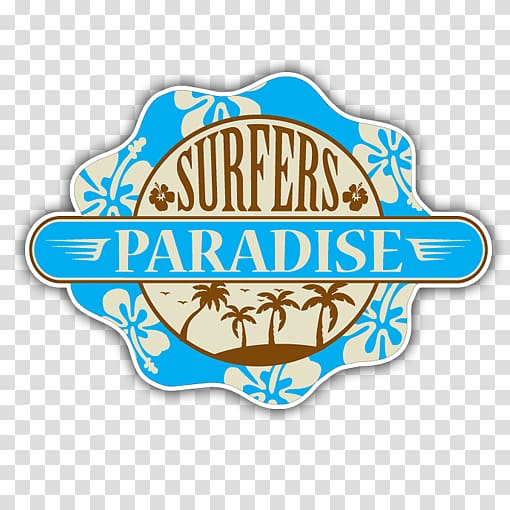 Sticker Paradise Bay Surfing Label Surfers Paradise, Surfers Paradise transparent background PNG clipart