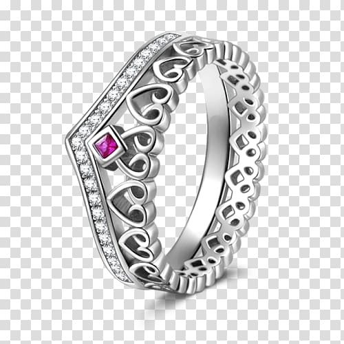 Ruby Wedding ring Silver Platinum, silver ring transparent background PNG clipart