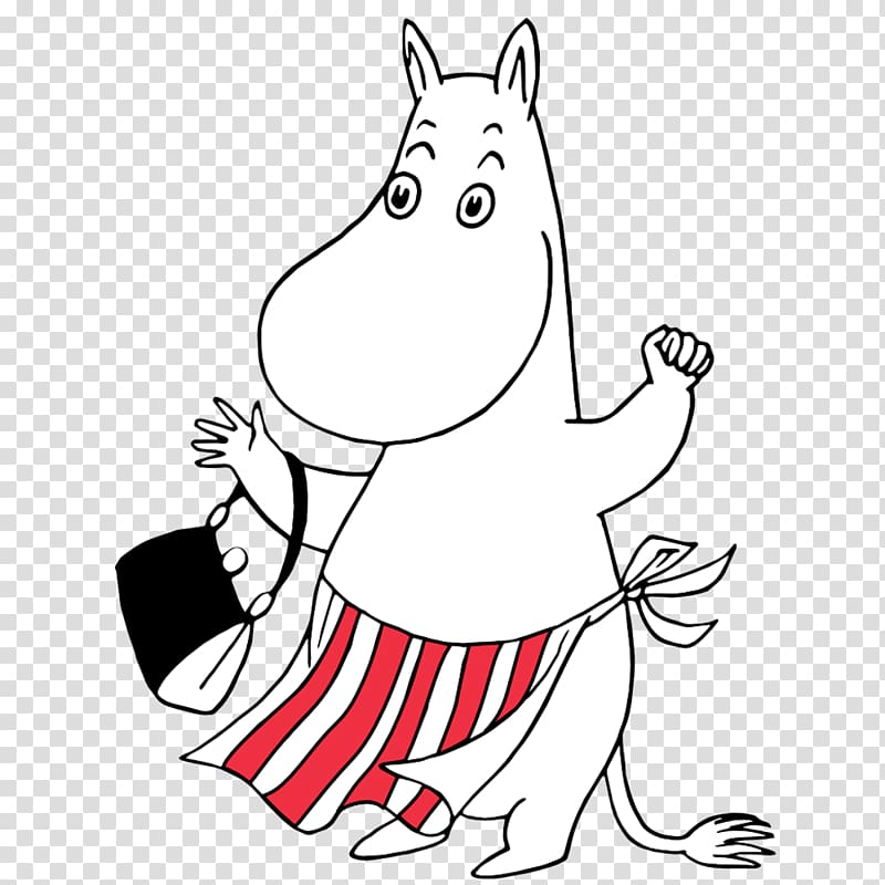 white animal holding bag sketch illustration, Moominmamma The Moomins and the Great Flood Moomintroll Little My, trolls transparent background PNG clipart