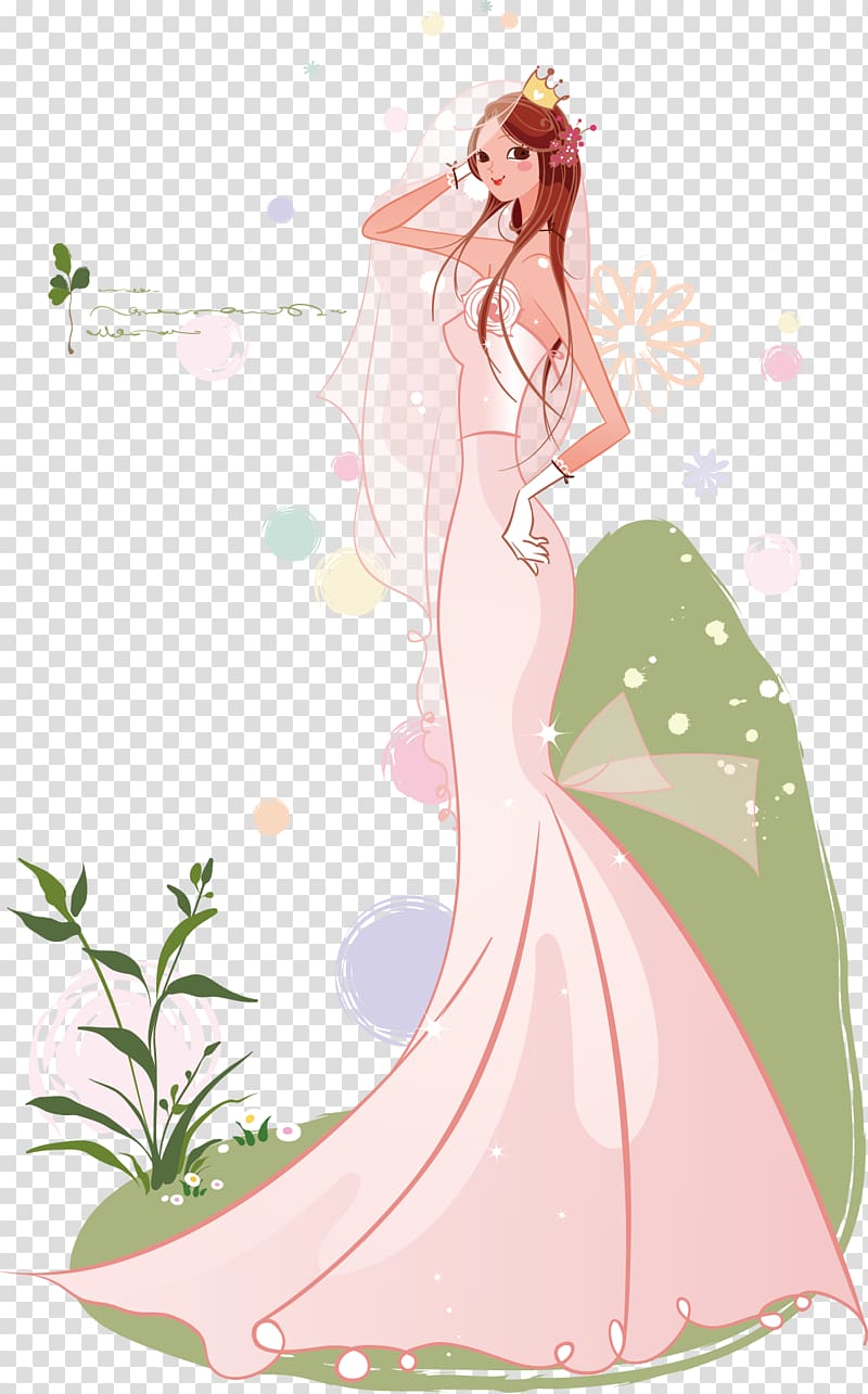 Marriage Contemporary Western wedding dress Bride Illustration, bride transparent background PNG clipart