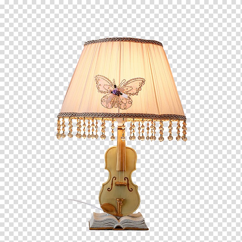 Light fixture Table Lampshade, Violin lace fabric lamp transparent background PNG clipart