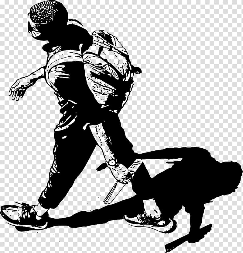 man with backpack , Silhouette Backpacking Illustration, overlooking Backpackers silhouette transparent background PNG clipart