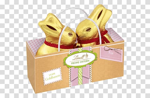 two Easter Bunny chocolate box, Two Lindt Easter Bunnies transparent background PNG clipart